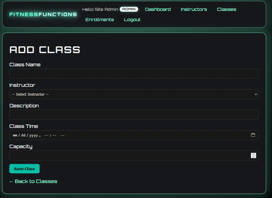 Add class form