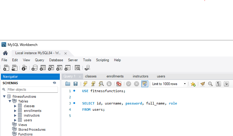 Database schema in MySQL Workbench