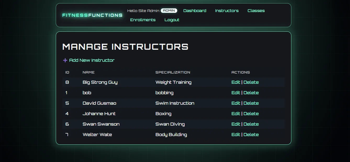 Manage instructors page