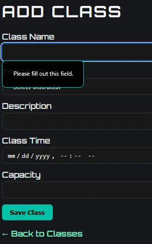 Validation when submitting empty form